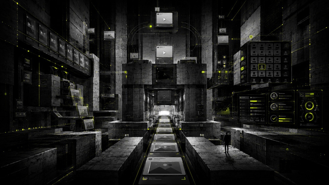 abstract man and a machine complex