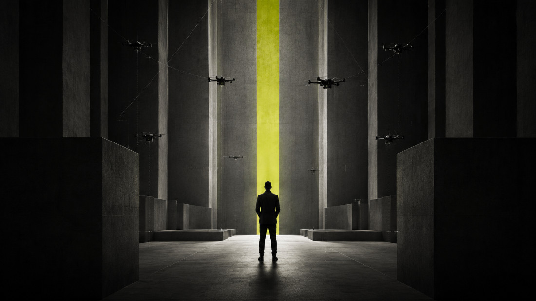 abstract man and architecture